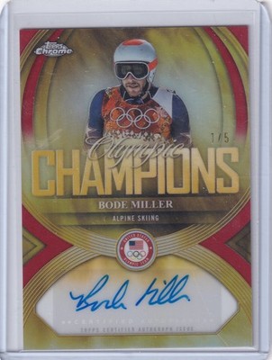 Bode Miller 2026 Topps Chrome US USA Winter Olympics Champions Auto Red 1/5