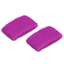 2Pcs 8x5cm Sport Wristbands Terry Absorbent Tennis Sweatband, Purple Red