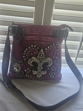 Distressed Western Rhinestone Cross and Embellished Bling Crossbody Bag
