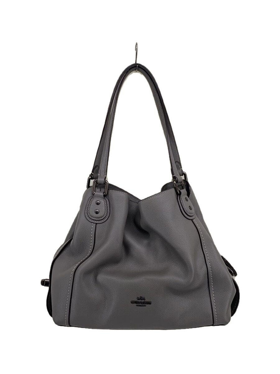 Coach Leather Handbag Gray 11cm Depth 26cm Height 31cm Width Used