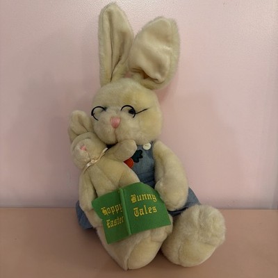 VTG Daddy Reading to Baby Bunny Plush Hoppy Easter Bunny Tales 16'' Kid Preferred