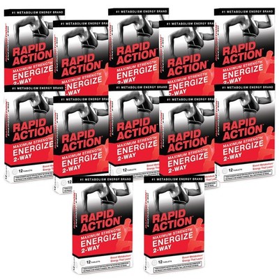 Rapid Action ENERGIZE 2-Way Max Strength Energy Support (12) 12ct Packs