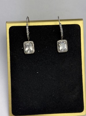 Sterling Silber 935 weiße klare Edelstein Ohrhänger Damen elegant
