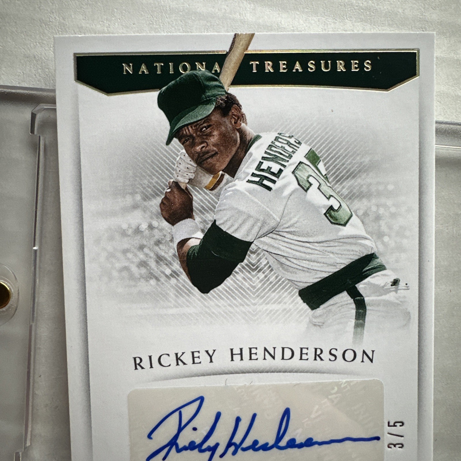 2018 Panini National Treasures Rickey Henderson auto #S-RH 3/5 😎Oakland A’s HOF view 5