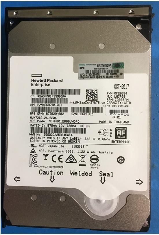 Hewlett Packard Enterprise 882398-001 DRV HDD 12TB 7.2K LFF