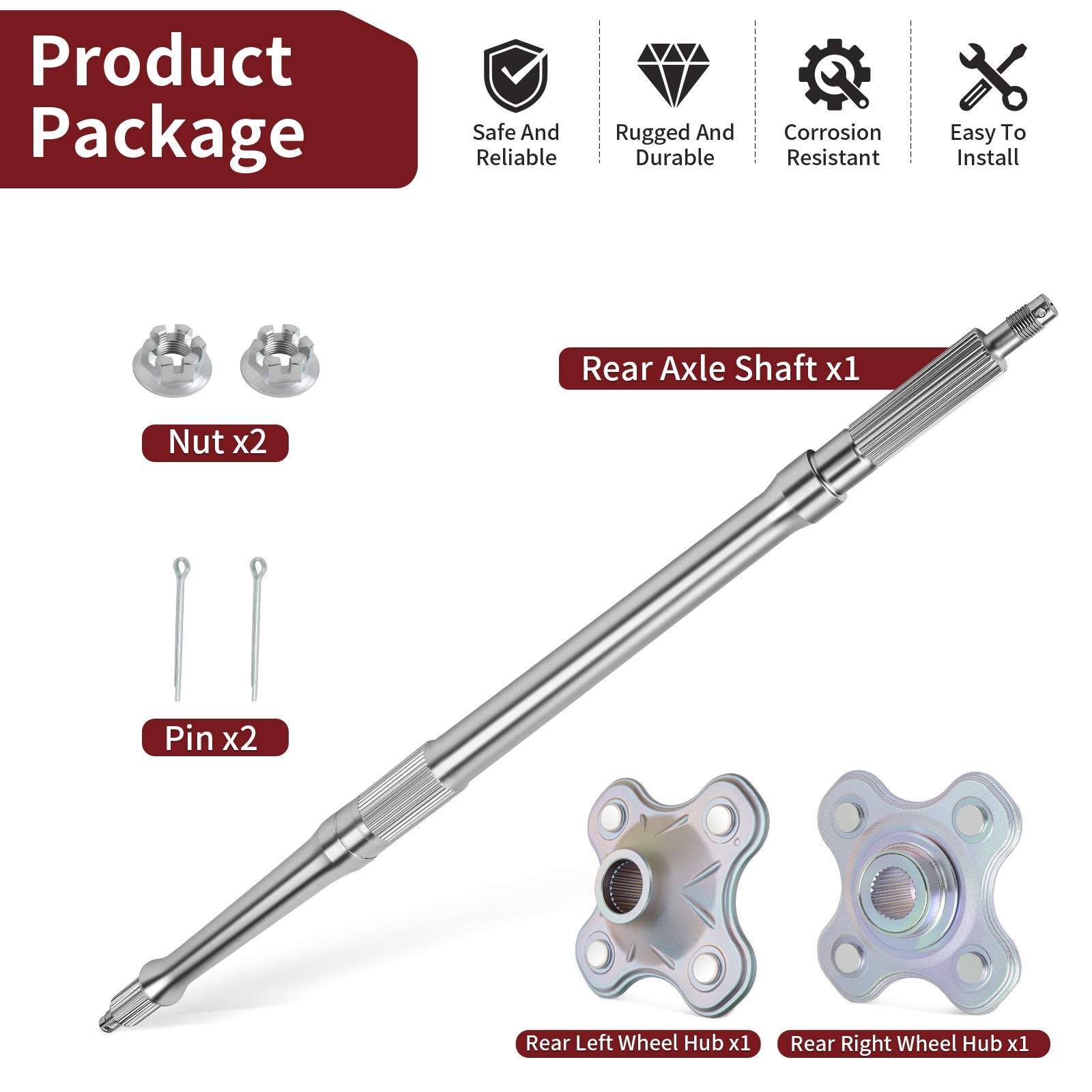 Rear Axle Shaft w/Hub For Yamaha Big Bear 400 2x4 4x4 YFM400 2000-2004 2005 2006