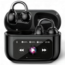 M100 Clip On Earbuds with Touchscreen Case , Wireless Open Ear Headphones for...