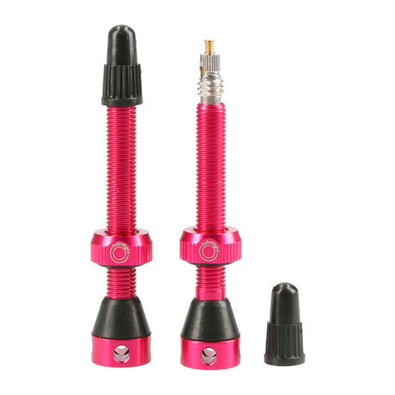Tubolight Pink Air Valve Pair | 50mm Presta Valves with Removable Core