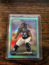 2024 TOPPS CHROME FOOTBALL CARD #270 - J.C. LATHAM - AQUA FOIL / 199