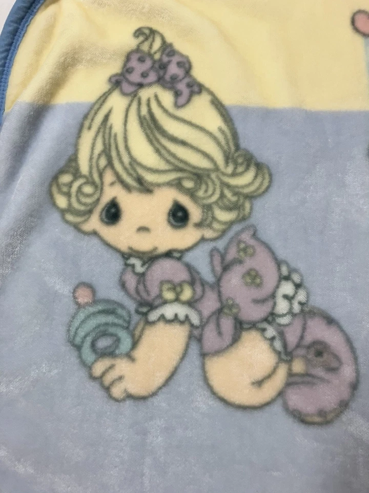 Винтажное флисовое одеяло для детской кроватки Precious Moments Minky Girl Boy Duck 30 X 45 - Изображение 4 из 4