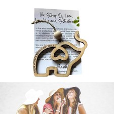Friendship Wooden Elephant Ornament Sisterhood  Best Friends Gift Decoration