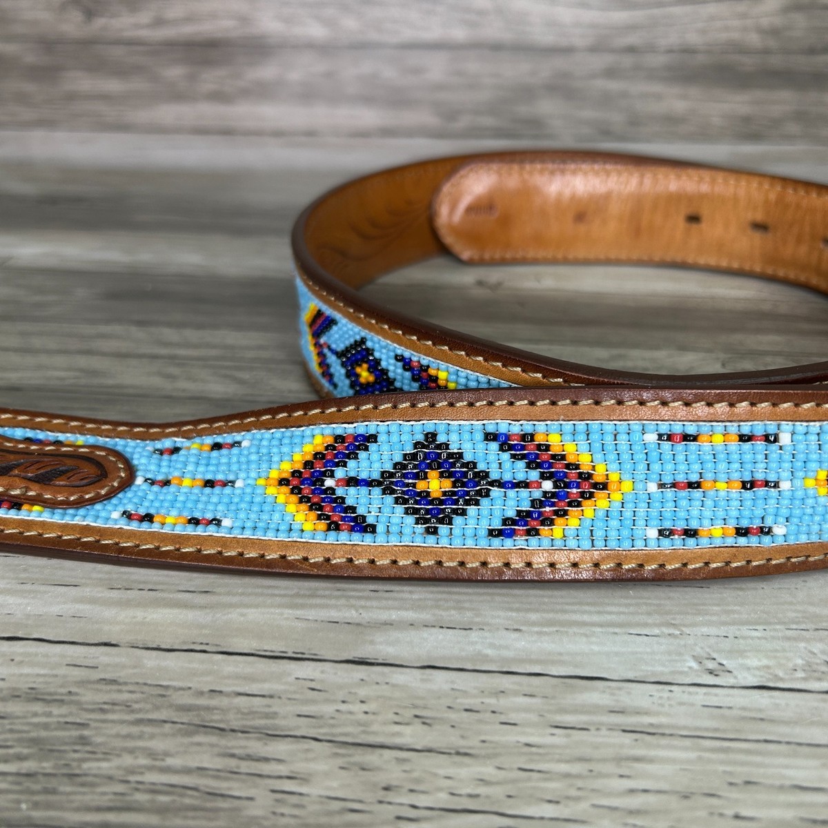 Tony Lama Beaded Leather Belt Made In USA C40464 Size 44  display picture 1