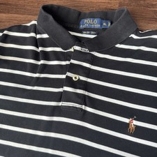 Polo Ralph Lauren Polo Shirt Mens XL Striped Soft Touch Pima Cotton Black White