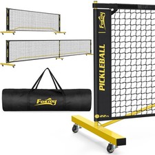 Portable Pickleball Net Set 22 FT 11 FT 2in1 with Wheels Black Yellow