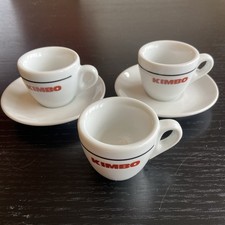 3x KIMBO Coffee Vintage Expresso White Porcelain Cups & Saucers IPA Italy
