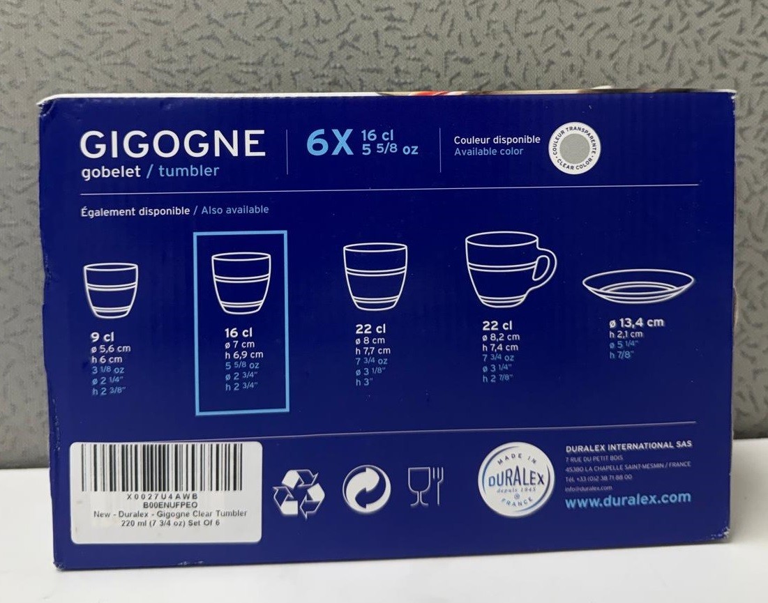 Duralex Gigogne – Confezione 4 Bicchieri In Vetro Trasparente 16cl, Resistenti E Impilabili, Iconici Francesi - 4