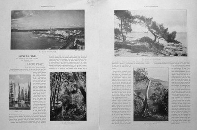 Original alter Vintage Druck Saint Raphael Wald Landschaft 1930 französisch 20.