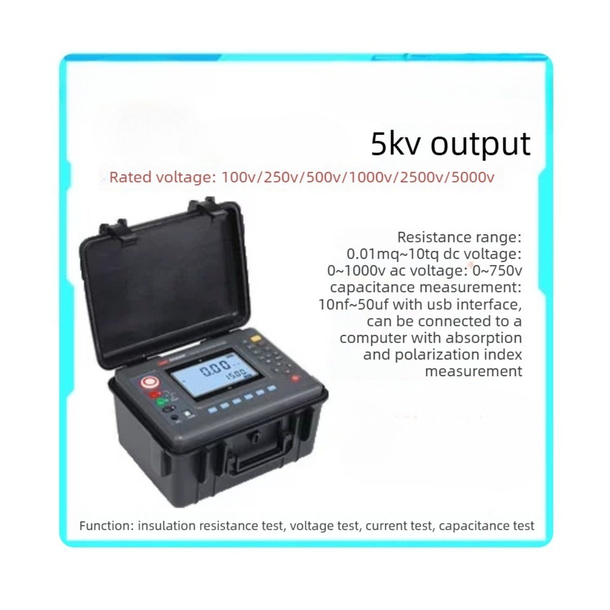 5KV / 10KV / 15KV Insulation Resistance Tester High Voltage Insulation Tester