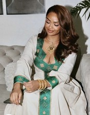 Glamorous Ethiopian Dress With Shiny Green Embellishment