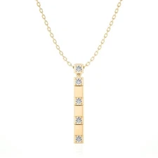 Lab Grown 0.20Ct Diamond Pendant Necklace 14K Gold (VS, F-G) Vertical Style