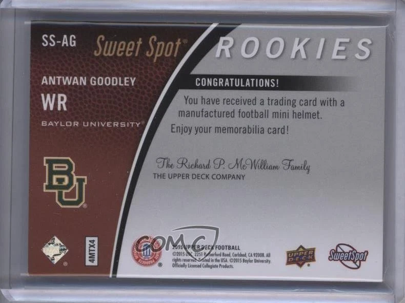 2015 Upper Deck Sweet Spot Helmets Antwan Goodley (BU) #SS-AG Rookie RC - Image 2 of 2