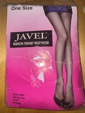 NEW VINTAGE JAVEL FASHION FISHNET PANTYHOSE ONE SIZE 5-5'8" 90-160 LBS BLACK
