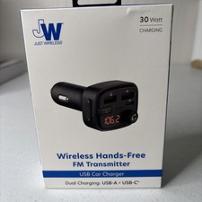 Just Wireless Bluetooth FM Transmitter with USB-C and USB-A Charging Port -T3