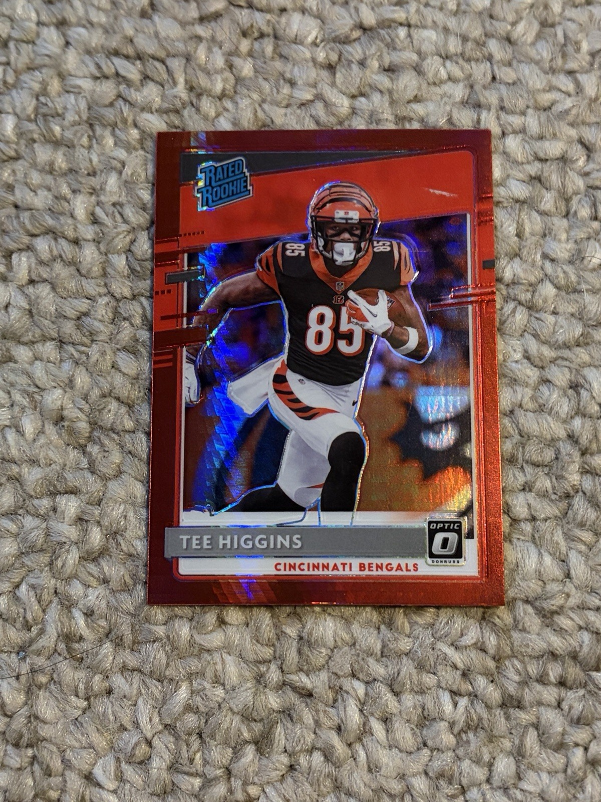 2020 Donruss Optic Tee Higgins Red Hyper Prizm Rookie RC #160 Bengals