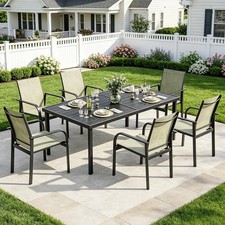 Dining Table with 6 Chair Outdoor Furniture All Weather 7 Piece Patio Dining Set