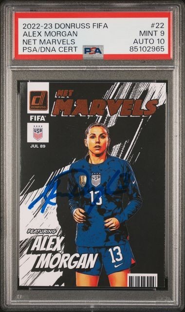 2022-23 Donruss FIFA Net Marvels #22 Alex Morgan signed auto card PSA DNA 9 10
