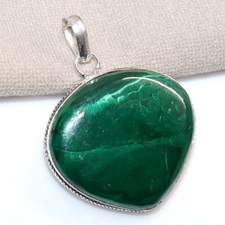 Ciondolo Malachite Argento 925 Placcato 1,8" Dichiarazione Gioielli Più Belli GW