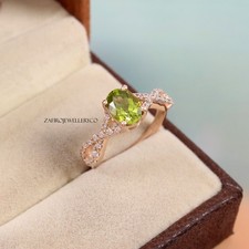 Natural Peridot, August Birthstone, Peridot Ring, Stackable Ring, Brides Ring