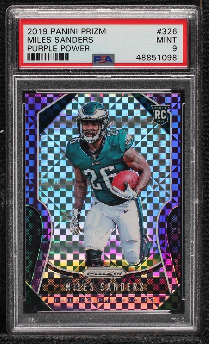 2019 Prizm Rookies Purple Power /49 Miles Sanders #326 PSA 9 MINT Rookie RC 4f5