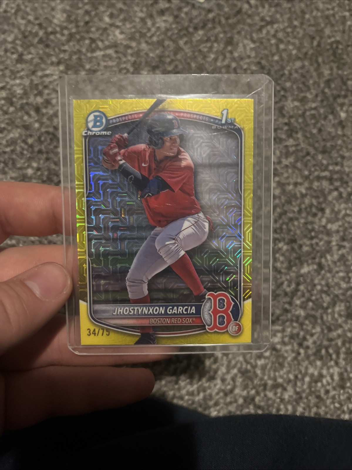 2025 Bowman - Chrome Prospects Jhostynxon Garcia #BCP-43 Yellow Wave /75 Redsox