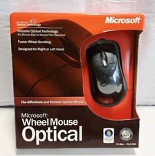 Microsoft Wheel Mouse Optical PC Mac USB PS2 Model X10-48807. Brand New, Sealed.
