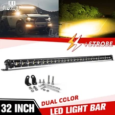 32Inch LED Light Bar Amber White Combo Work Offroad Car Truck 4WD Driving Bumper