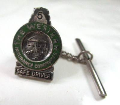 Safe Driver Pin WESTERN INSURANCE COMPANIES - SAFE DRIVER -SILVER LAPEL TIE TACK PIN ...