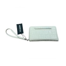 Steve Madden Cream Stamped Logo Zip Around Organizer Wristlet Wallet NWT