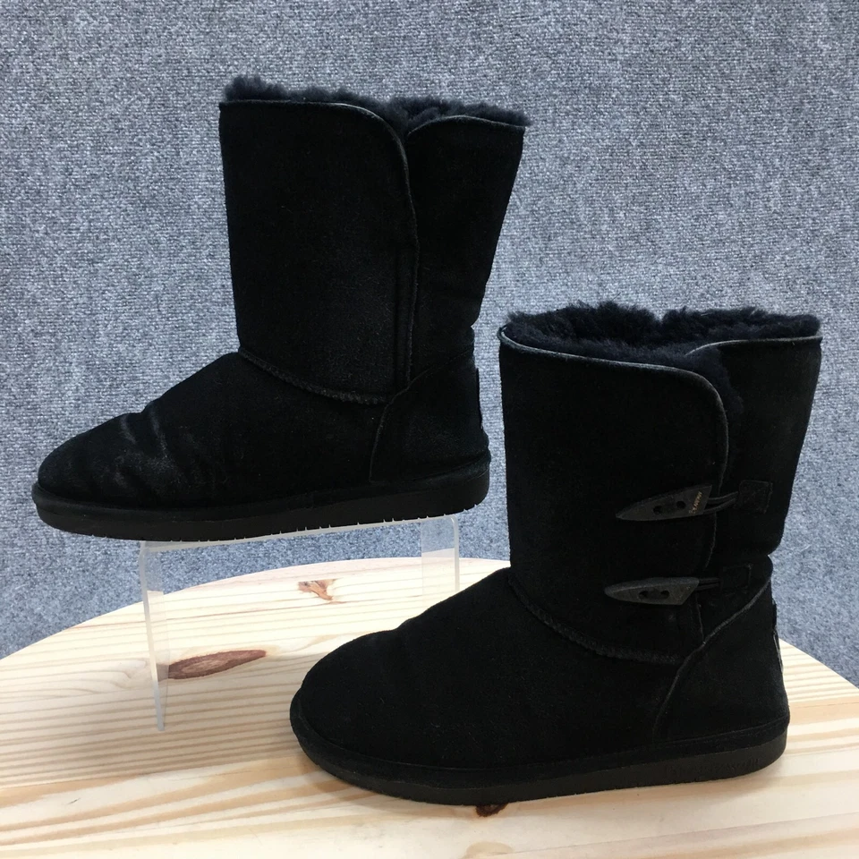 Bearpaw Botas Mujer 8 Abigail Medio Pantorrilla Piel de Oveja Botas de Invierno Negro Gamuza Foto 2 de 4