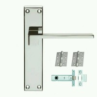 Designer Polished Chrome Door Handles Pack Of 5 Lever Backplate Latch Sets Designer Polished Chrome Door Handles Pack Of 5 Lever Backplate Latch Sets