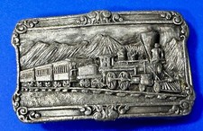 Locomotive Train Railroad Pewter Commemorative VTG 1984 Belt Buckle by Siskiyou