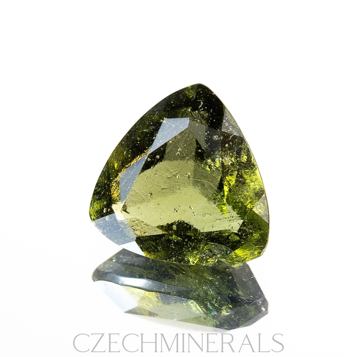 MOLDAVITE tektite faceted loose gem TRILLION 9MM #CM522