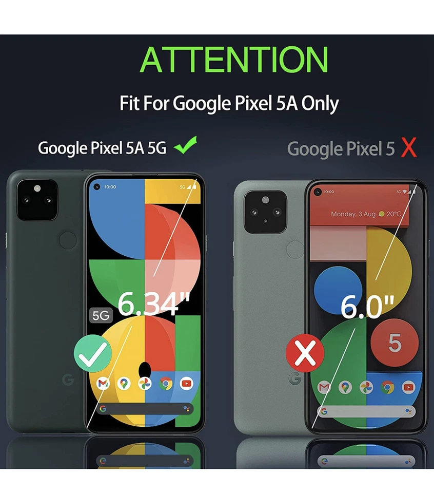 IMBZBK Diseñado para Google Pixel 5A 5G Estuche con Paquete de 2 Pantalla de Vidrio Templado Pr Foto 4 de 4