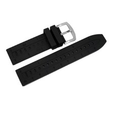 22mm Black Silicone Rubber Diver Watch Band Replacement Strap For-Breitling-