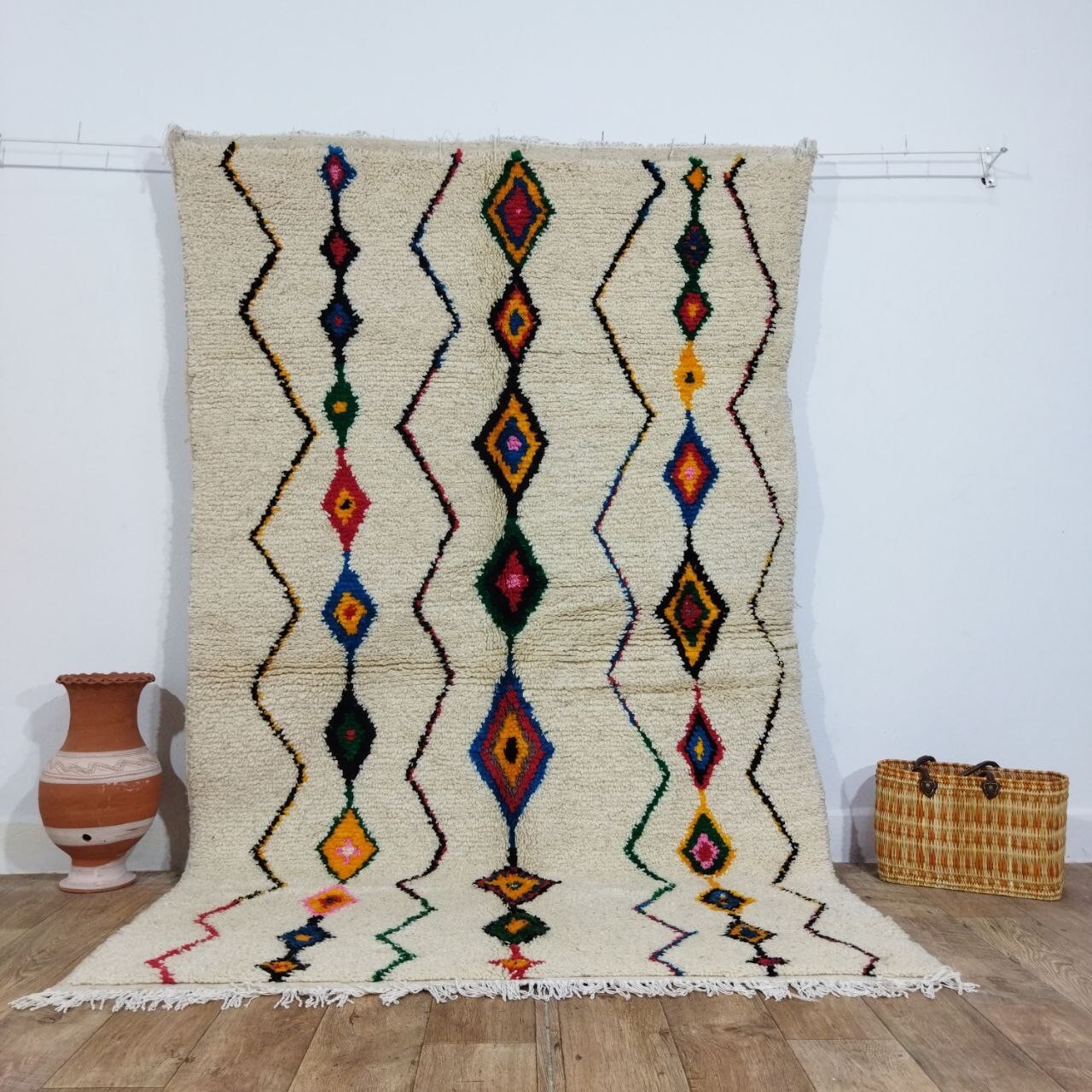 Vintage Beni Ourain Azilal Rug Moroccan Berber Wool handmade rug 5x7ft boho rug eBay