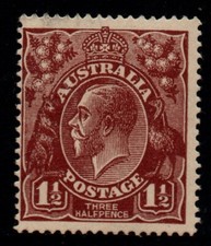 AUSTRALIA 1920 1.1/2d CHOCOLATE KGV STAMP MNH LMW SG.52a 