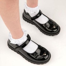 Walkright Girls Shoes Black Kids School Patent Cat Face Mary Jane Lucy SIZE