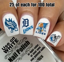 Detroit Lions NFL Football Waterslide Nail Decals Setof 100 Instructions