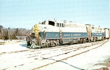 BANGOR & AROOSTOOK 50 GM's EMD Model BL2 #50 - F3 #47 Searsport ME 1960 POSTCARD