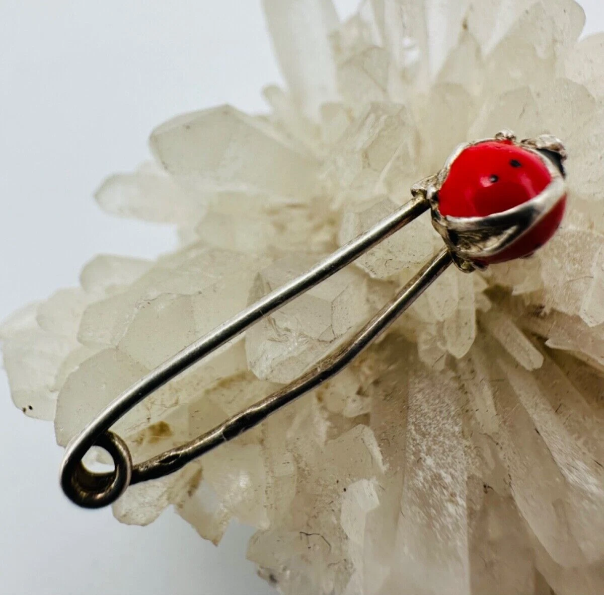 Enamel Children Ladybug Pin Silver 925